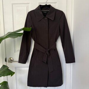Classic Belted Trench Coat – Deep Charcoal (Size S)